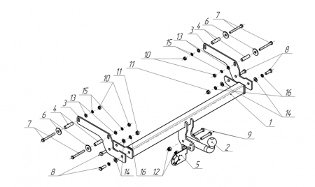 Фаркоп RN 02 для RENAULT Logan I (Dacia) 2004-2015, Автос, нагрузка 1200/75 кг. БЕЗ подрезки бампера от магазина ФаркопРос